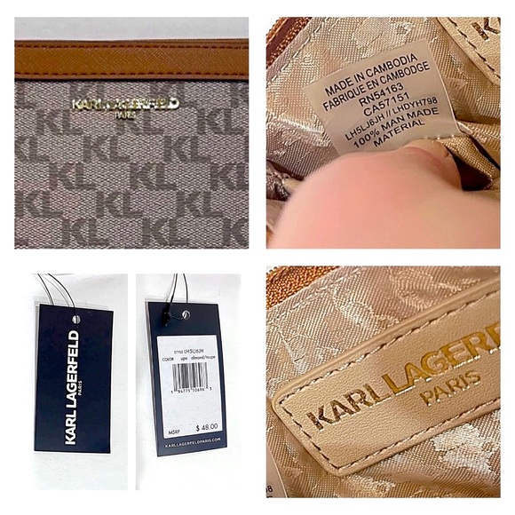 NWT Karl Lagerfeld Almond/Taupe Wristlet / Clutch / Bag - Picture 9 of 15